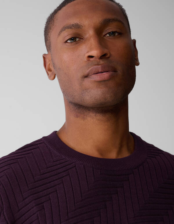 Strukturstrickpullover Dunkelrot SHOEBY MEN