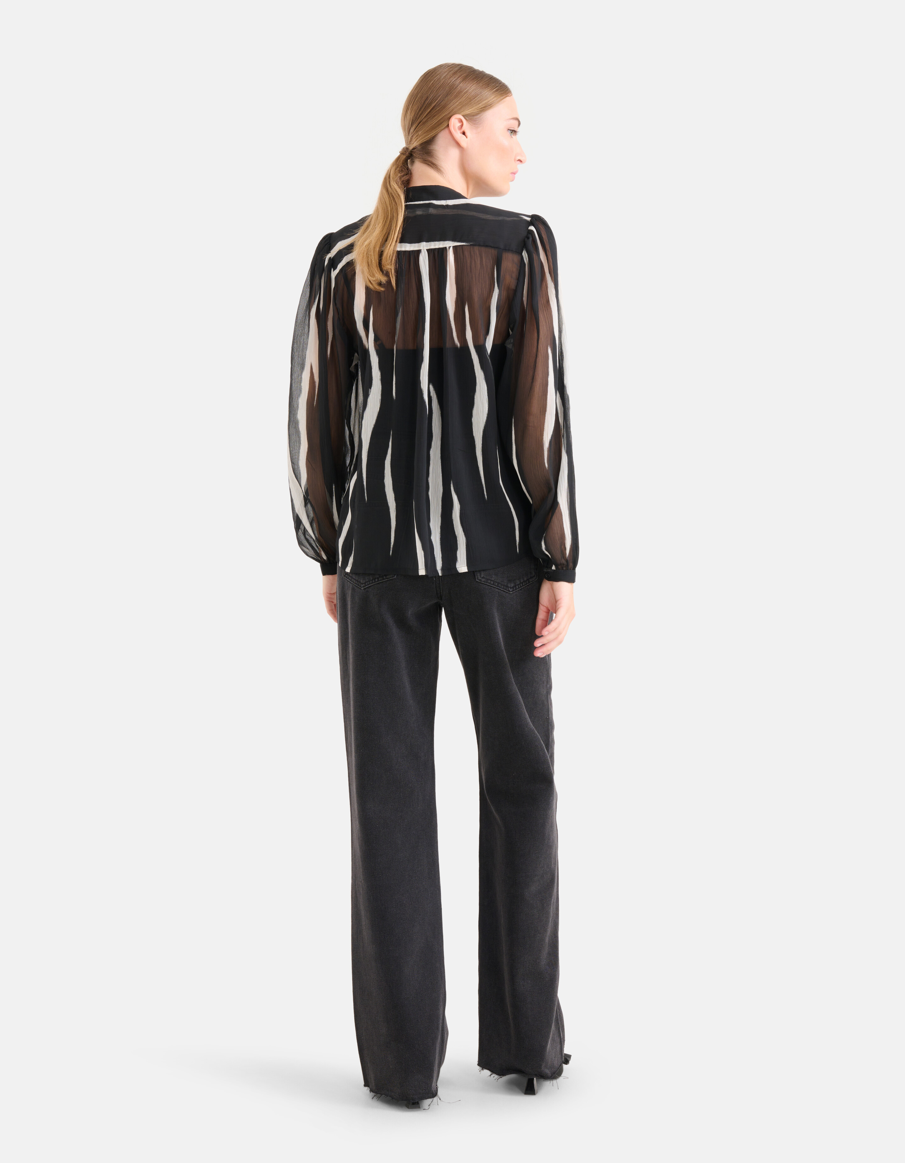 Zweifarbige Print-Bluse Schwarz/Weiß SHOEBY WOMEN