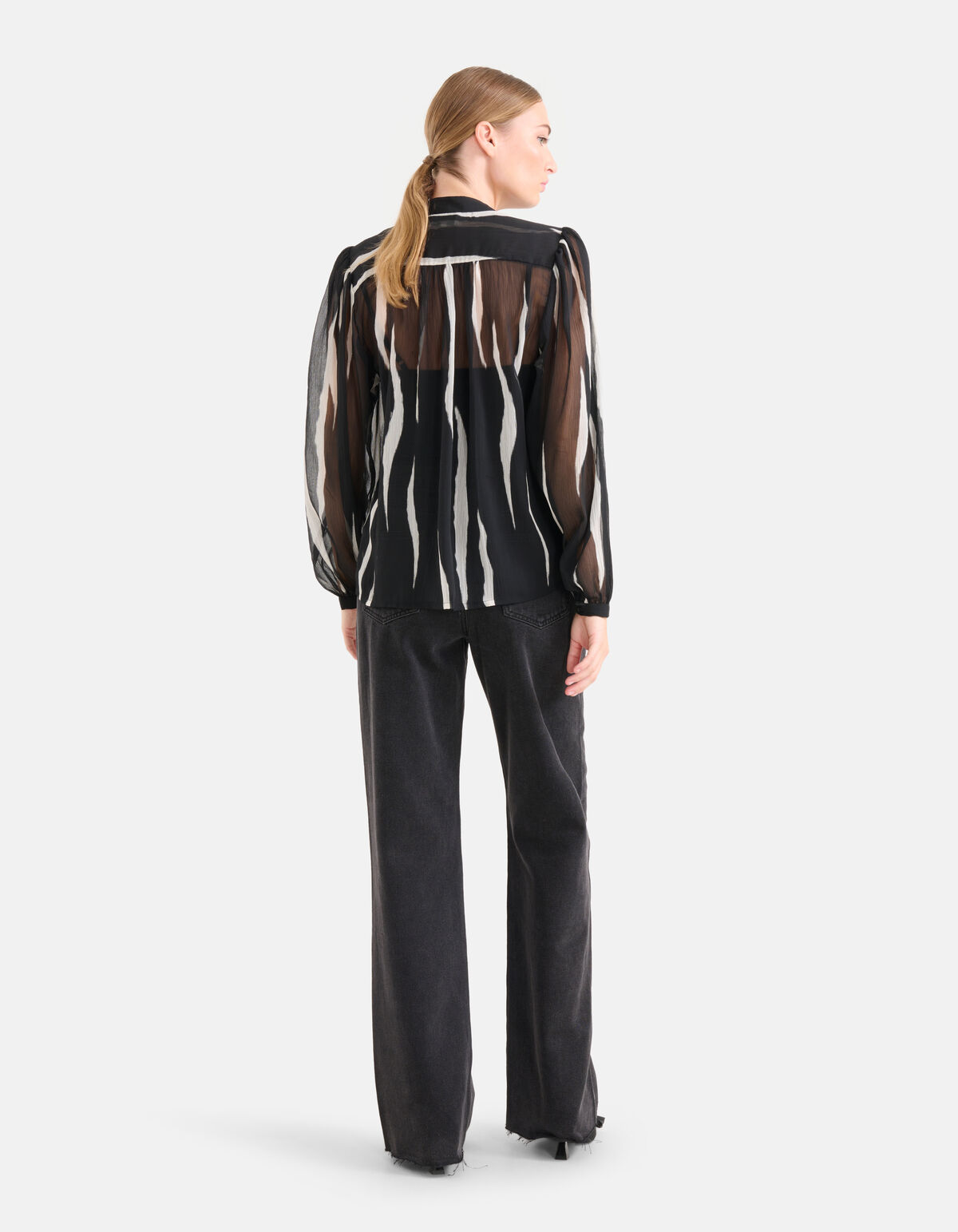 Zweifarbige Print-Bluse Schwarz/Weiß SHOEBY WOMEN