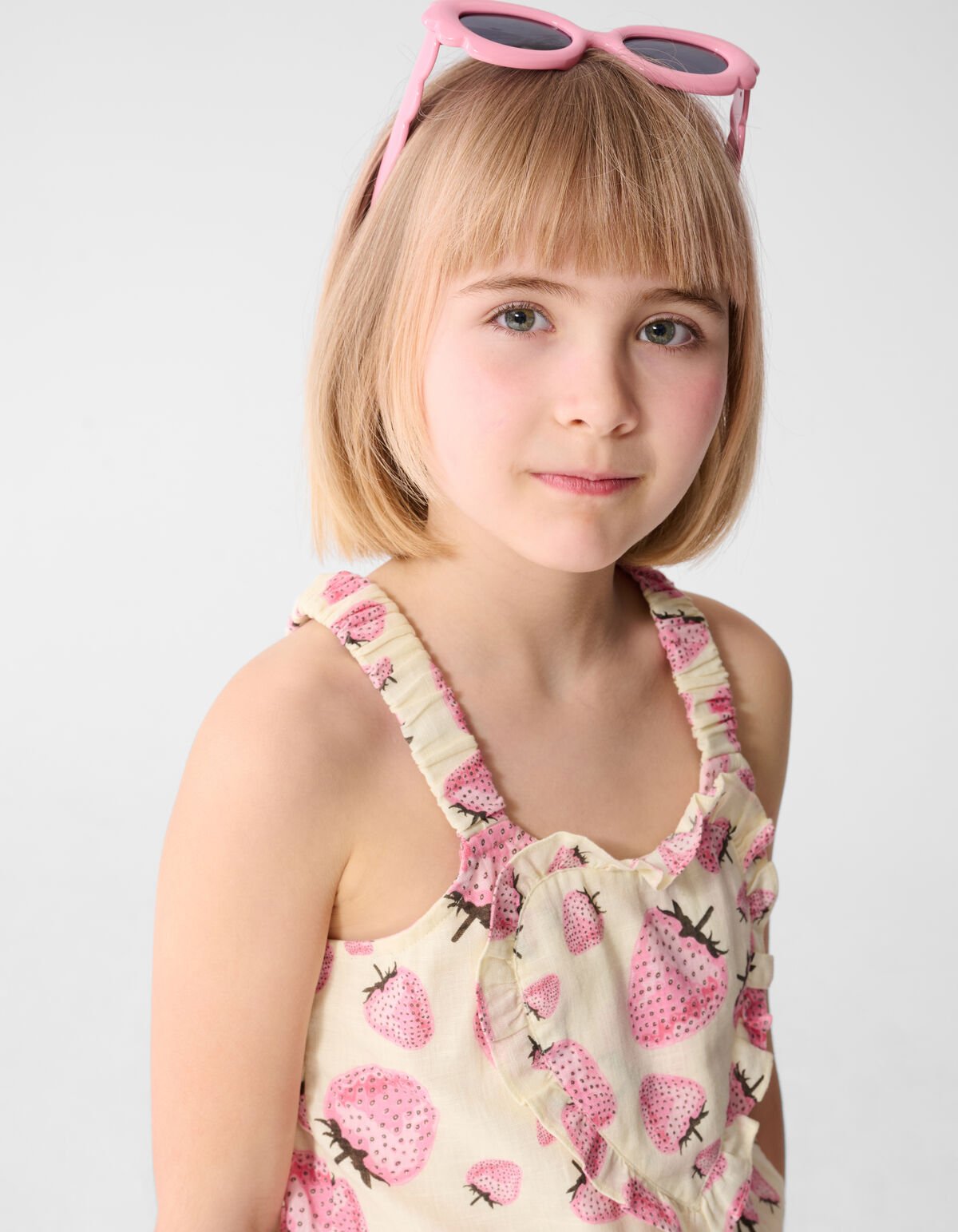 Erdbeerprint-Jumpsuit Gebrochen Wei&szlig; SHOEBY GIRLS