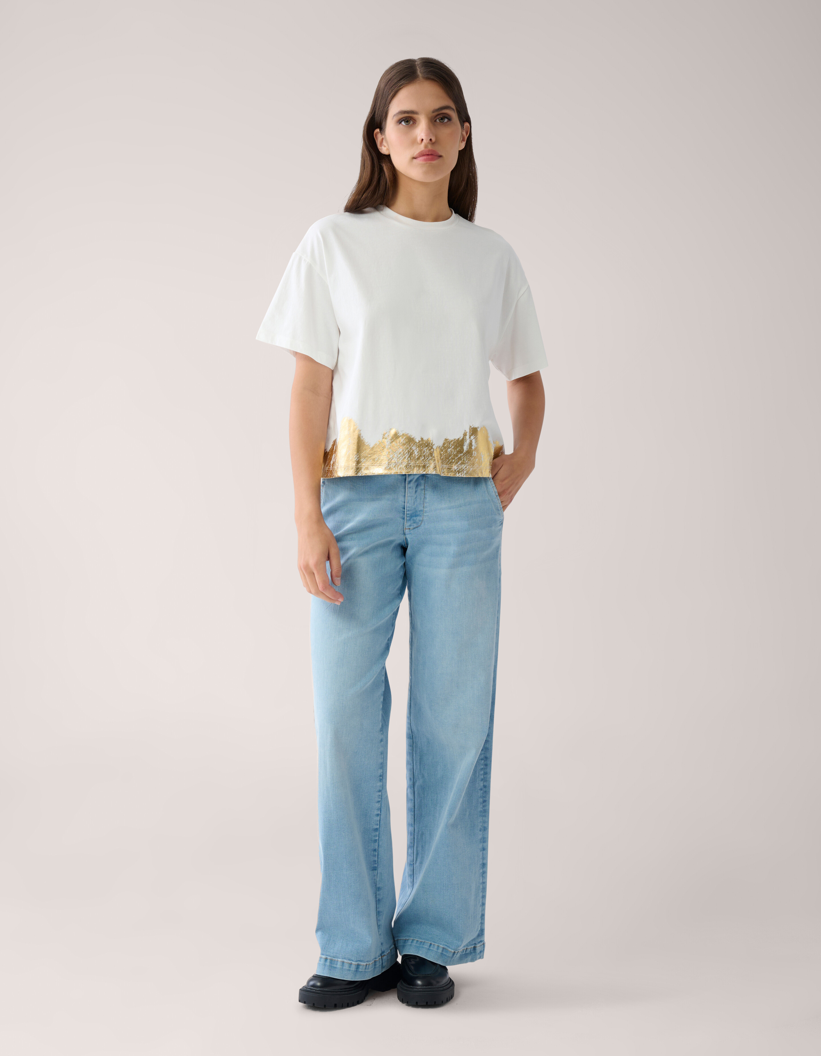Gold-Detail-T-Shirt Broken White von Mieke SHOEBY WOMEN