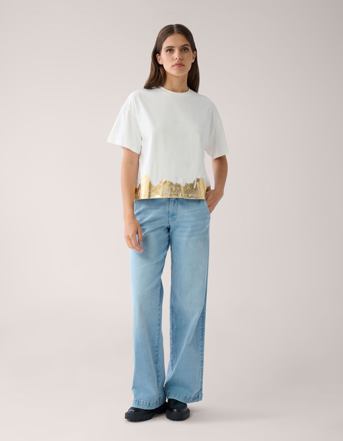 Gold-Detail-T-Shirt Broken White von Mieke SHOEBY WOMEN