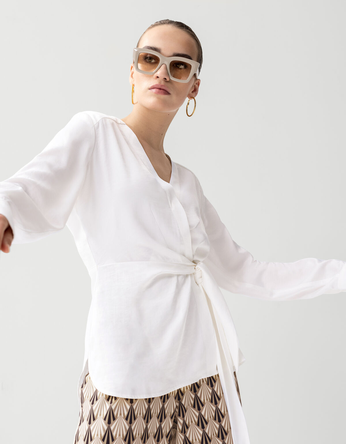 Satin-Wickelbluse Off White von Mieke SHOEBY WOMEN