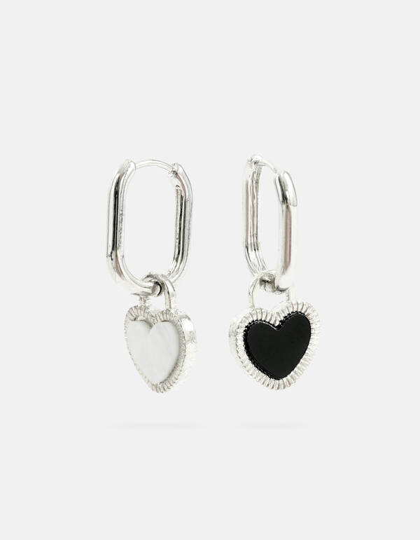 Zweifarbige Herz-Ohrringe Silber SHOEBY ACCESSOIRES