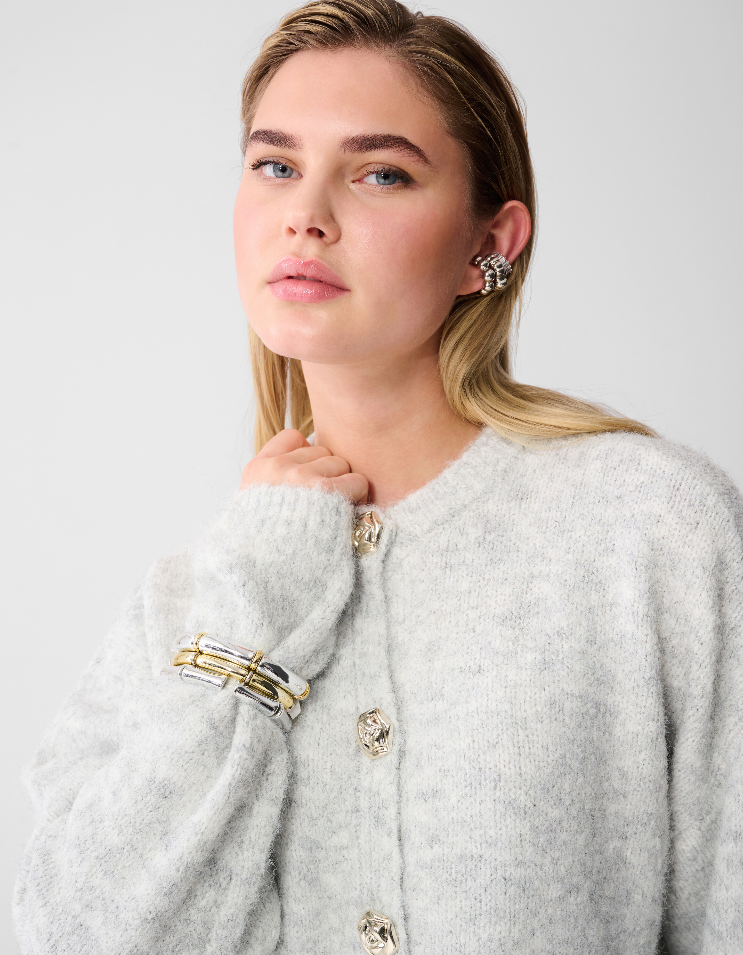 Elegante Knopfweste, hellgrau SHOEBY WOMEN