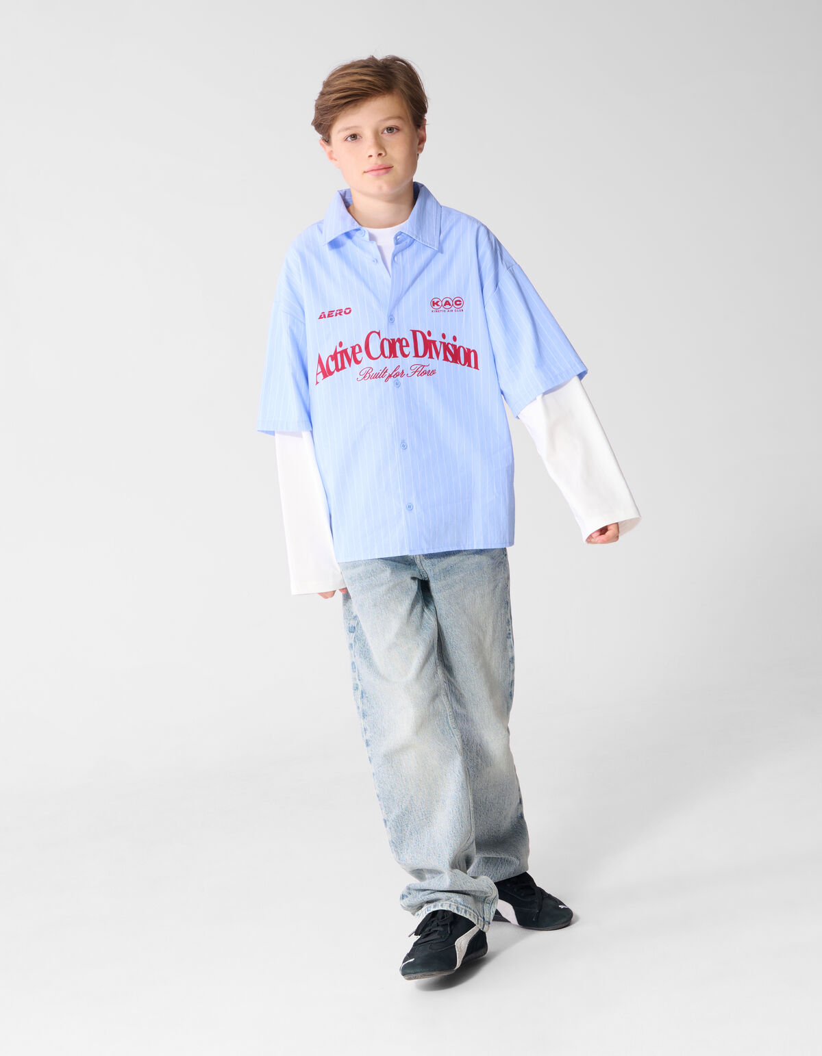 Popelinshirt Mit Doppelten &Auml;rmeln Blau SHOEBY BOYS