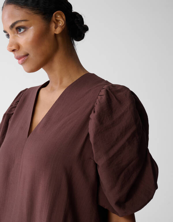 Minikleid mit Puff&auml;rmeln in Braun SHOEBY WOMEN