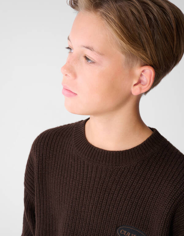 Embroidery Strickpullover Braun SHOEBY BOYS