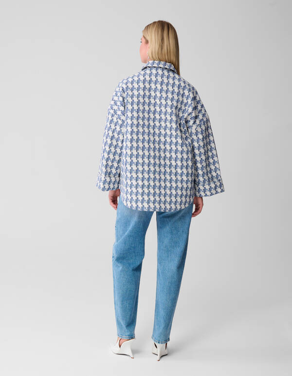 Jacquard Ruitenmuster Jacke Blau SHOEBY WOMEN