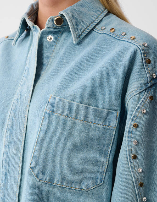 Strass Denim Mini Kleid Gebleicht SHOEBY WOMEN