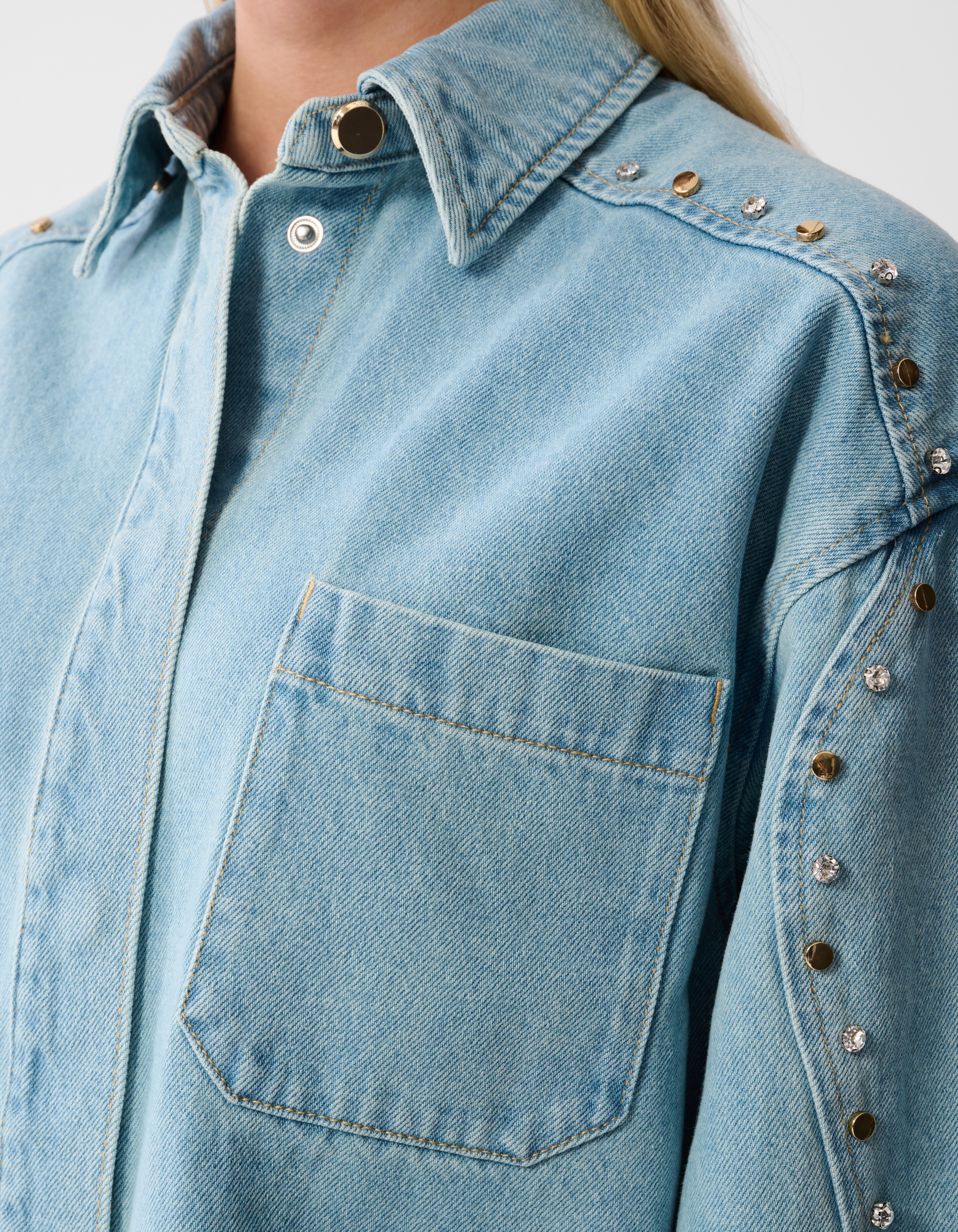 Strass Denim Mini Kleid Gebleicht SHOEBY WOMEN