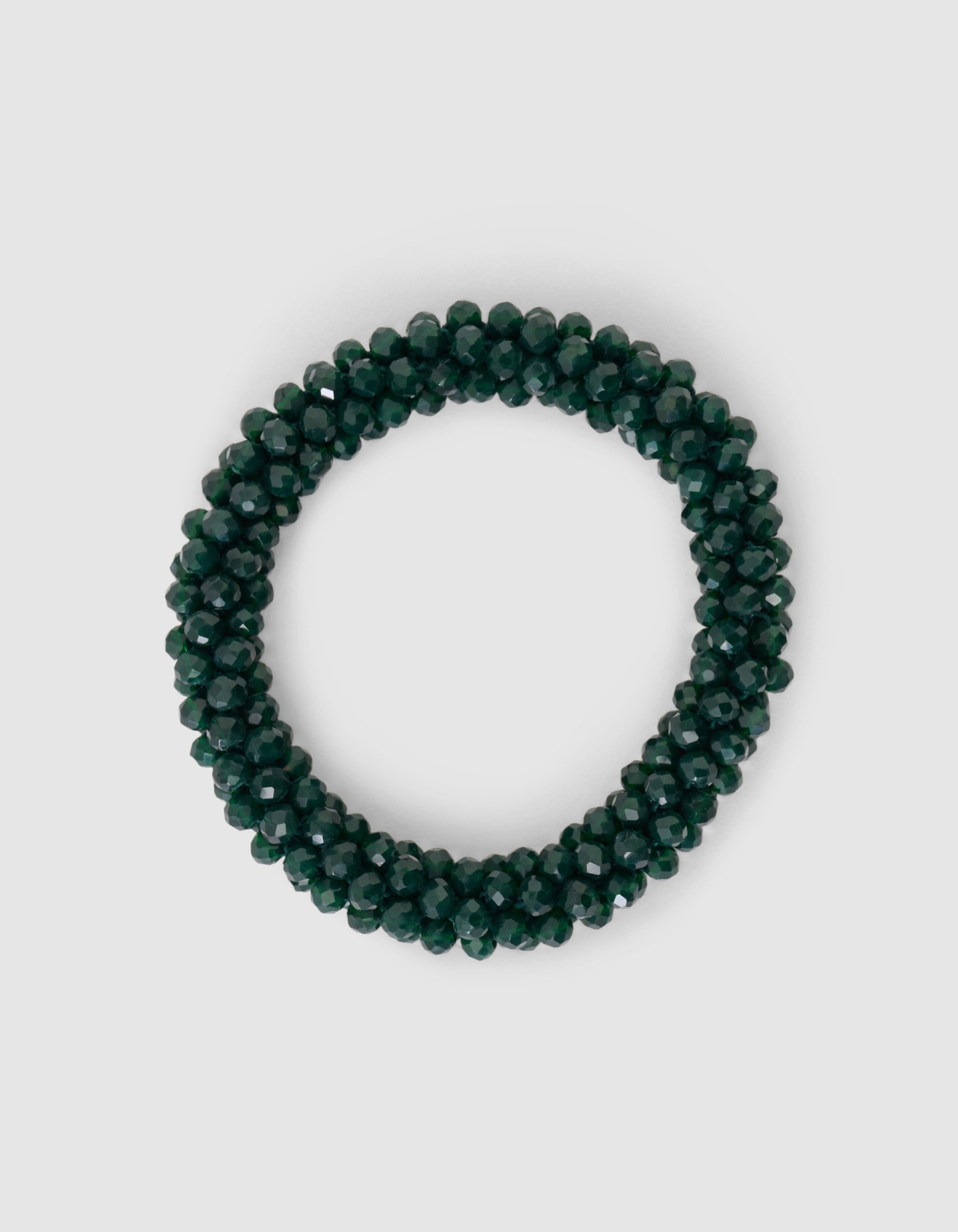 Perlenbesetztes Haargummi, dunkelgrün SHOEBY ACCESSOIRES