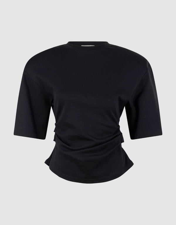 Schwarzes T-Shirt mit Taillenbund SHOEBY WOMEN