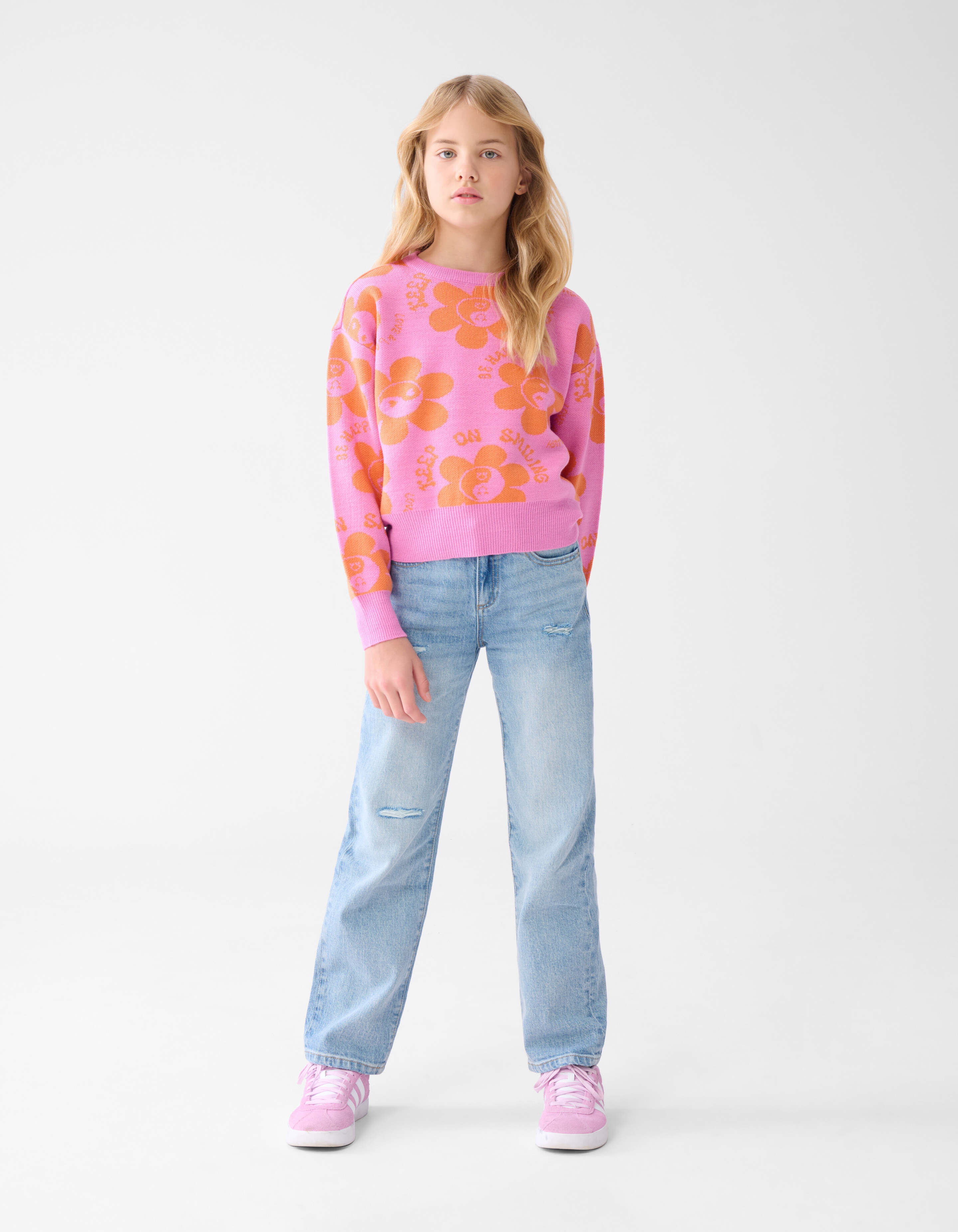 Zerstörte Straight Leg Jeans Blauw SHOEBY GIRLS