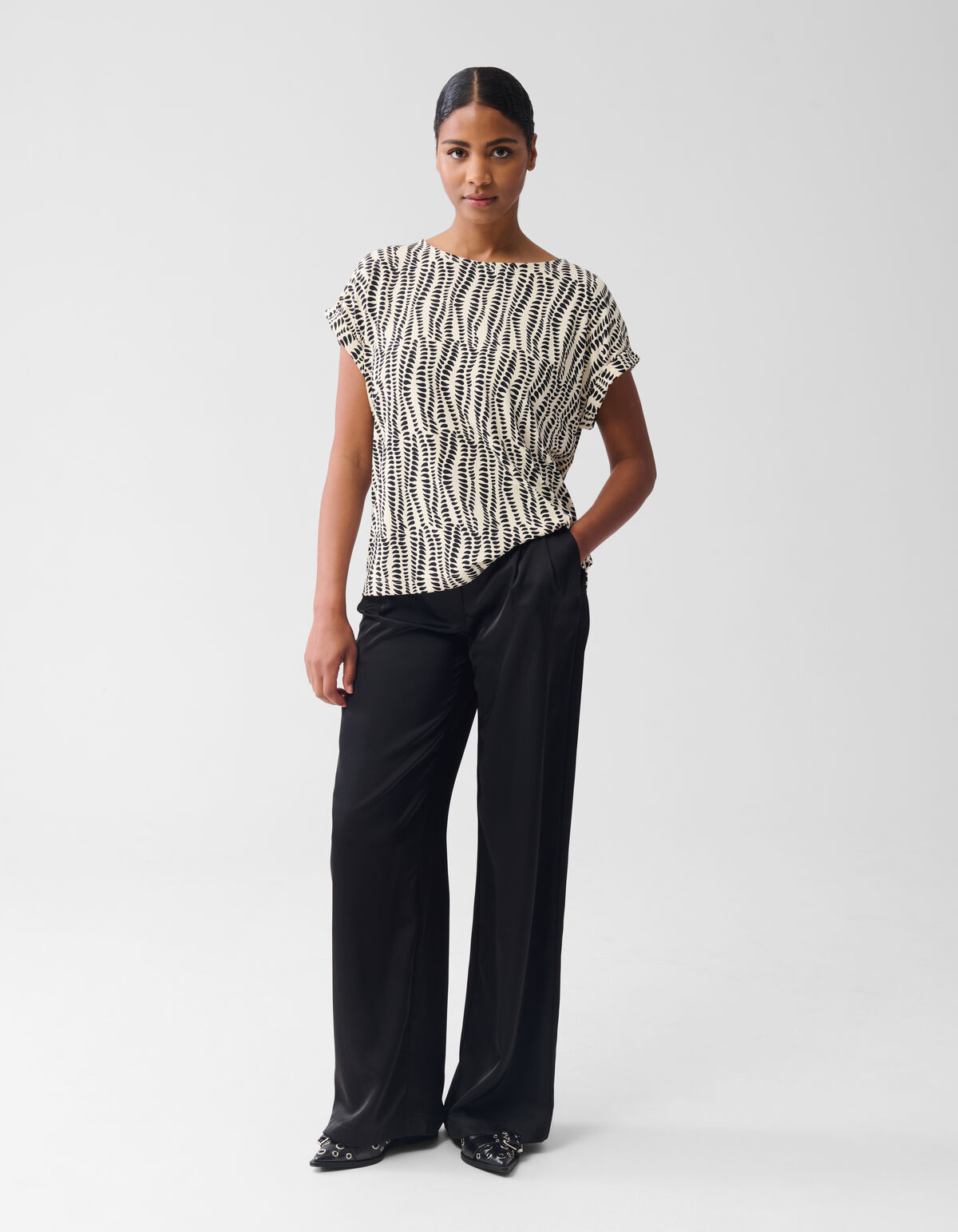 Jersey-Rippen-Top Weiß SHOEBY WOMEN