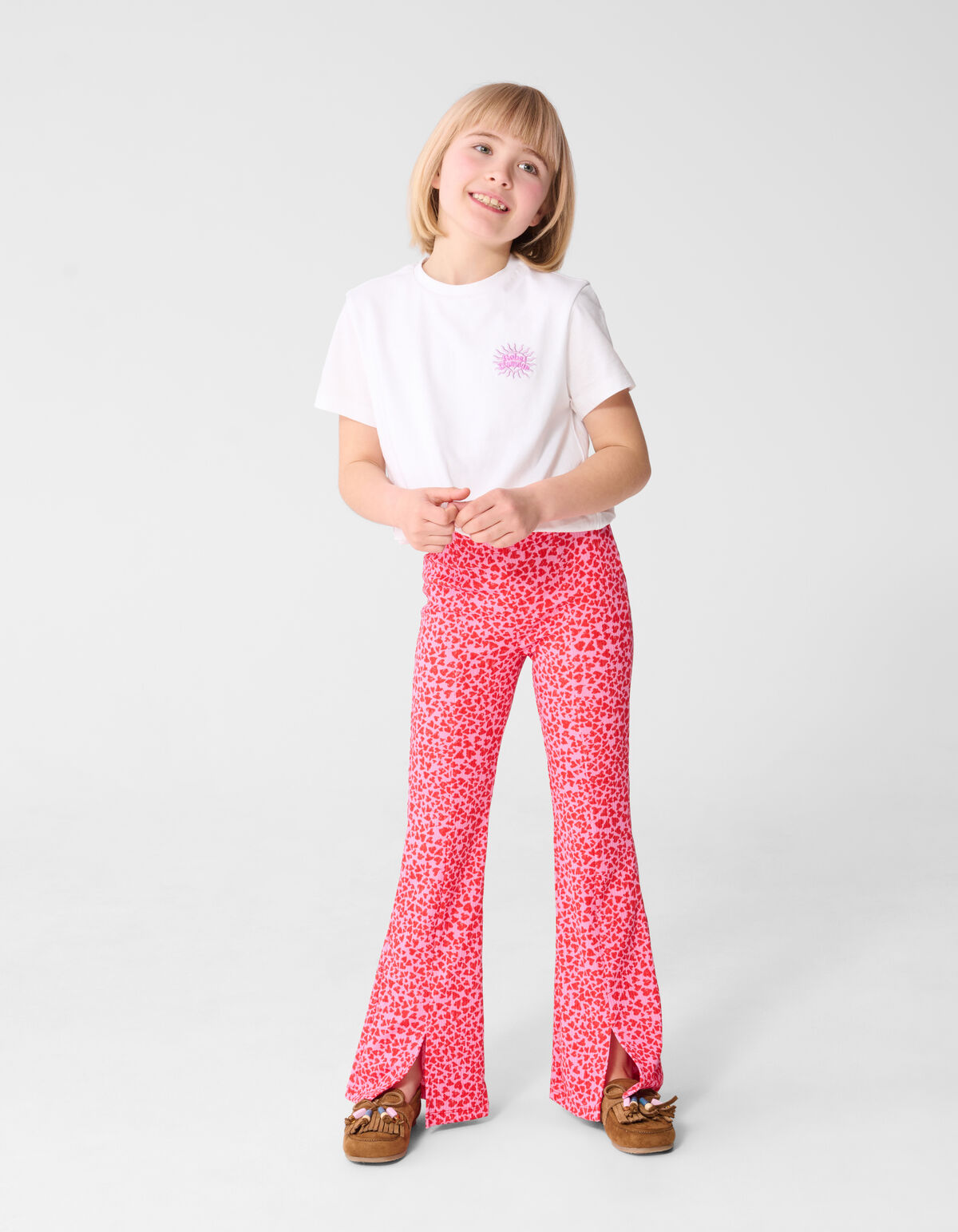 Rib Heart Flaired Legging Rosa SHOEBY GIRLS