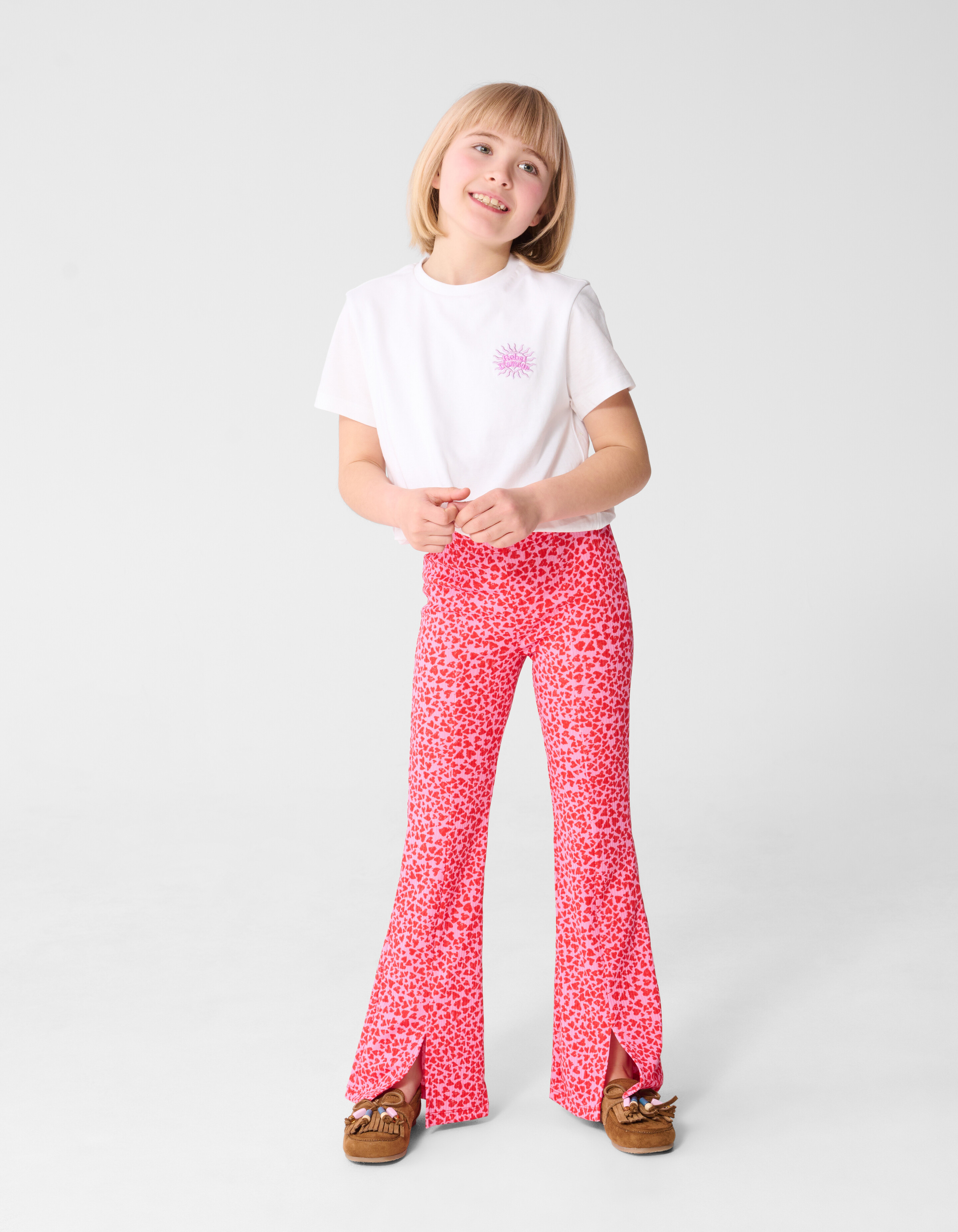 Rib Heart Flaired Legging Rosa SHOEBY GIRLS
