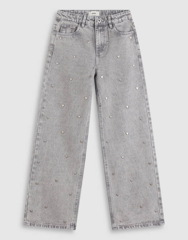 Weit geschnittene Jeans mit Nieten, grau SHOEBY GIRLS