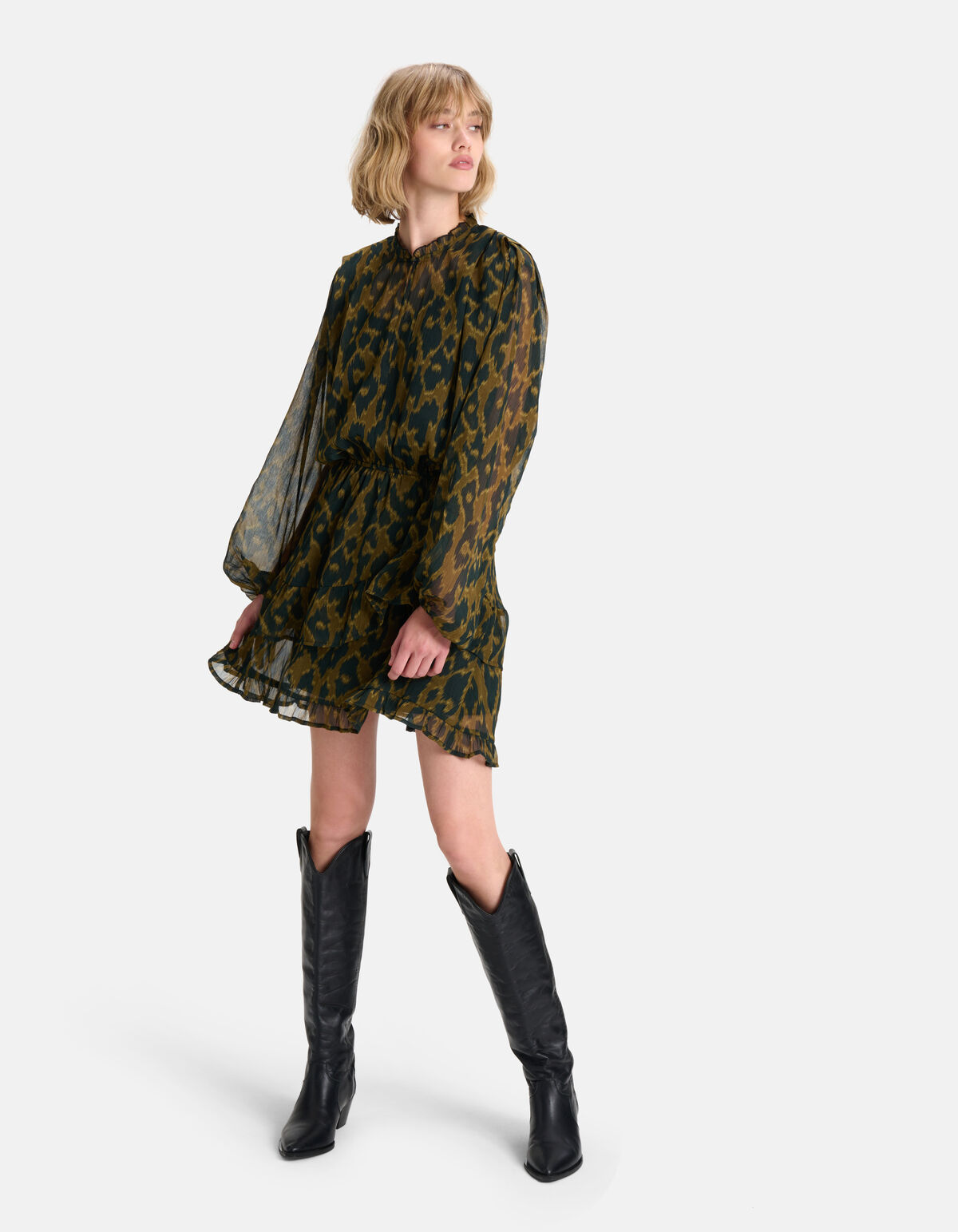 Leopardenmuster-Kleid Dunkelgrün SHOEBY WOMEN
