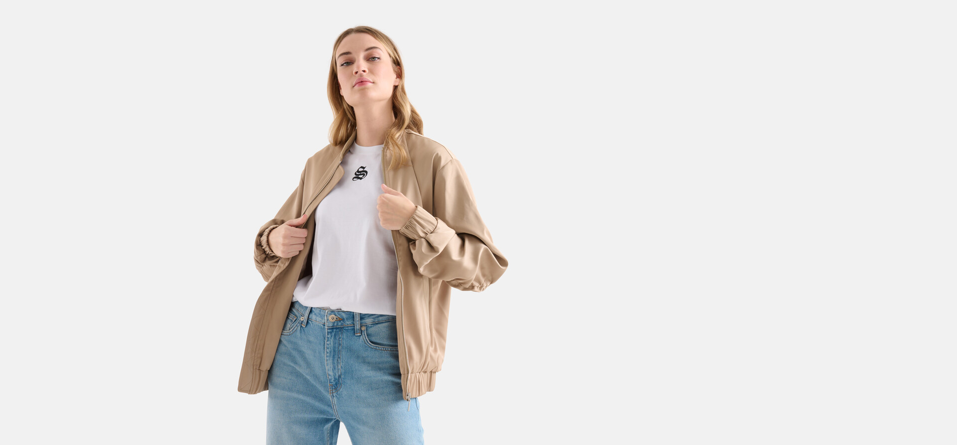 Satin Bomberjacke Beige SHOEBY WOMEN