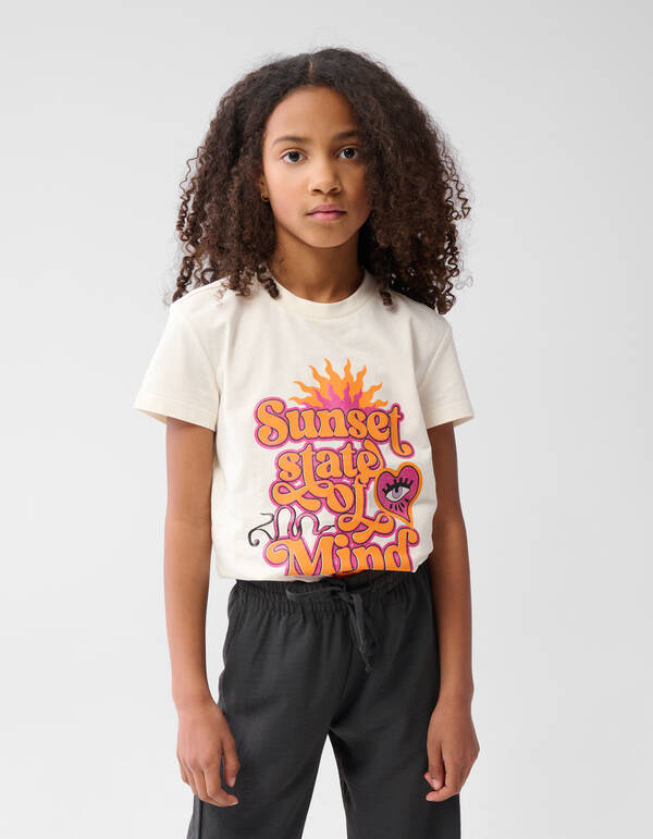 Glitter Artwork T-shirt Off White SHOEBY GIRLS