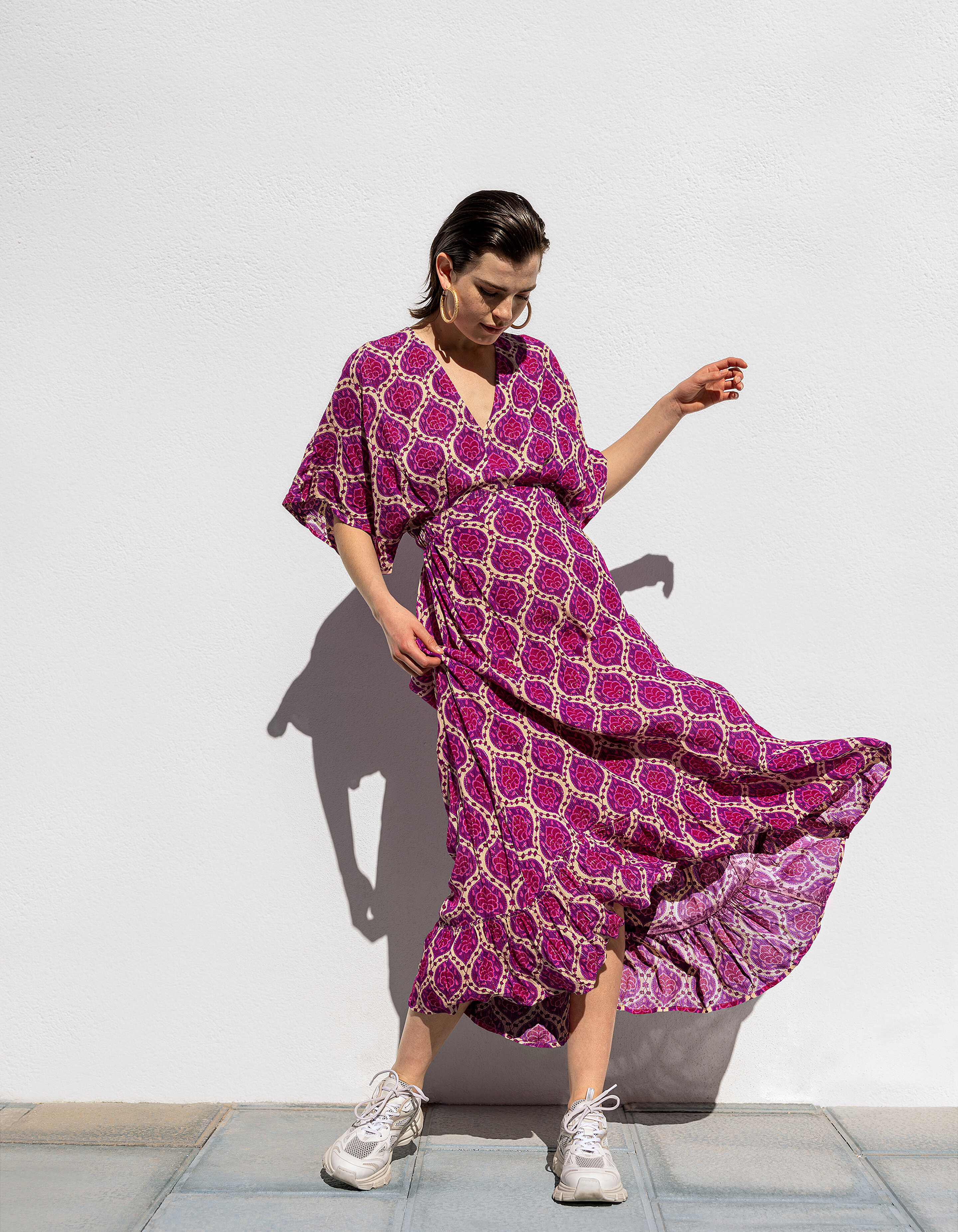Grafik Lurex Maxikleid Lila SHOEBY WOMEN