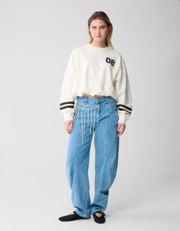 Varsity-Cord-Pullover Gebrochenes Wei&szlig; SHOEBY WOMEN