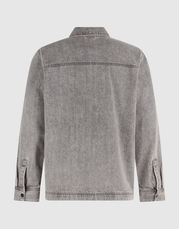 Relaxed Washed Denim Overshirt Grau SHOEBY MEN
