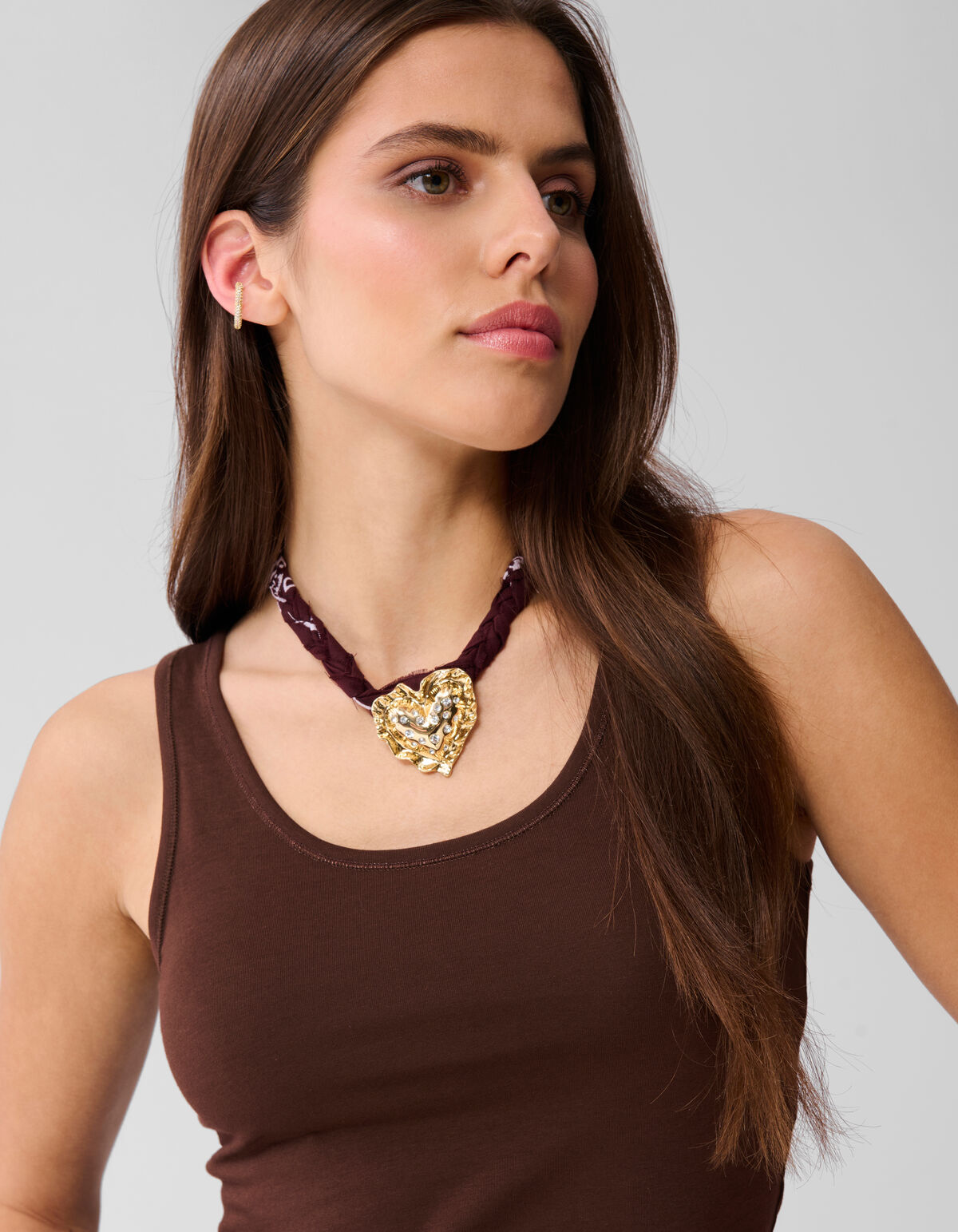 Bandana Puffed Heart Halskette Braun SHOEBY ACCESSOIRES