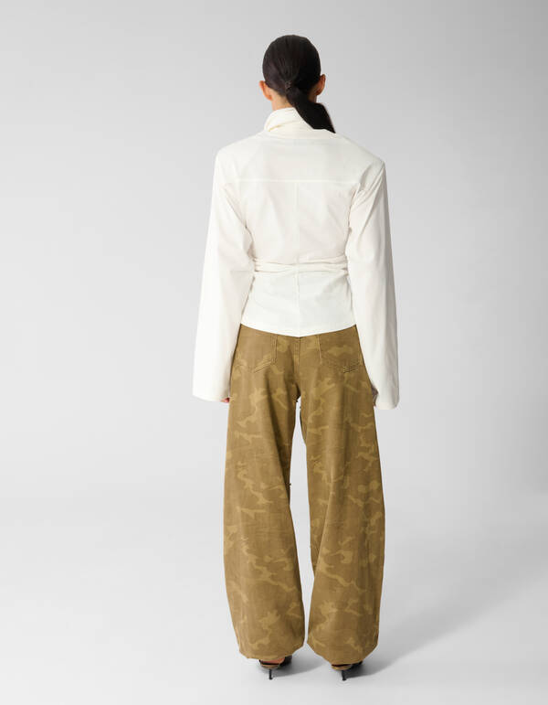 Drapierte Schulter Longsleeve Ecru SHOEBY WOMEN
