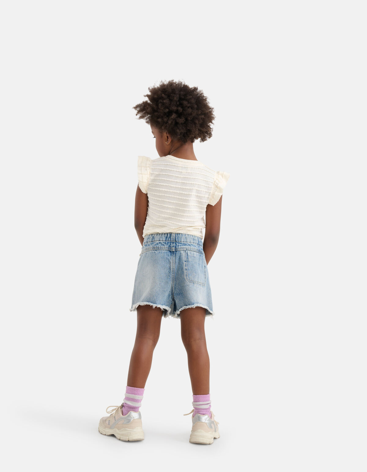 Ribbel Structuur Top Gebroken Wit SHOEBY GIRLS