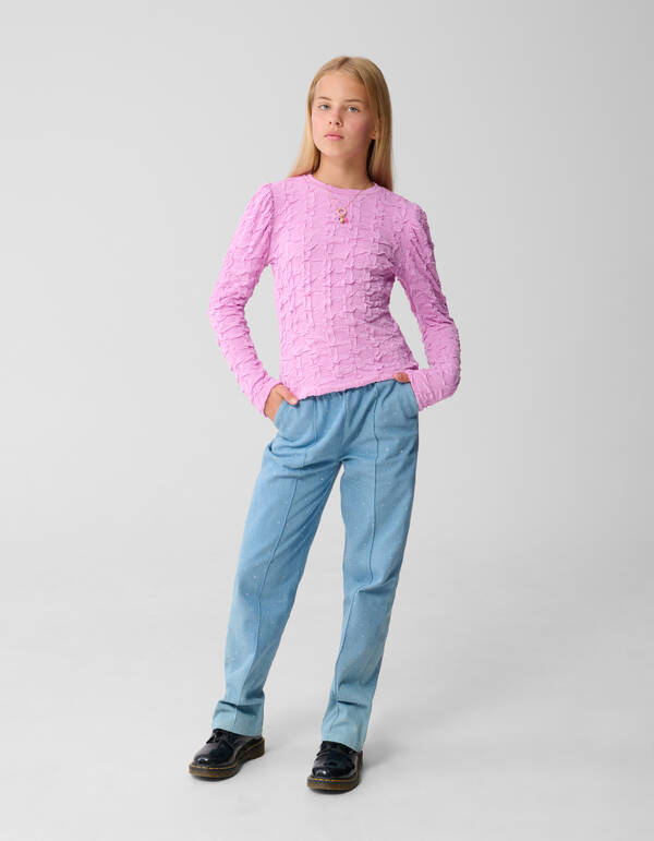 Blumen Struktur Langarm Top Rosa SHOEBY GIRLS