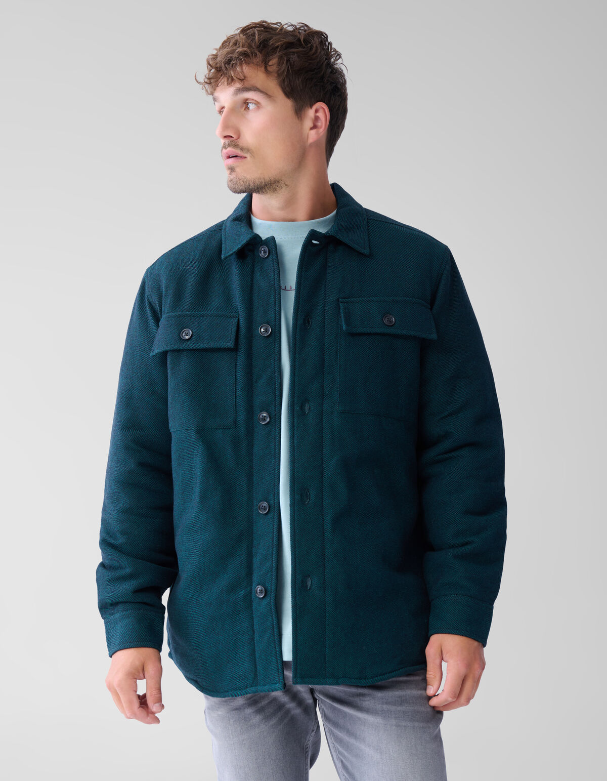 Gepolstertes &Uuml;berhemd Dunkelgr&uuml;n SHOEBY MEN