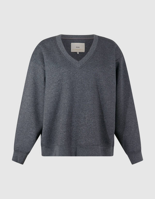 Oversized-Pullover mit V-Ausschnitt Dunkelgrau Von SHOEBY WOMEN