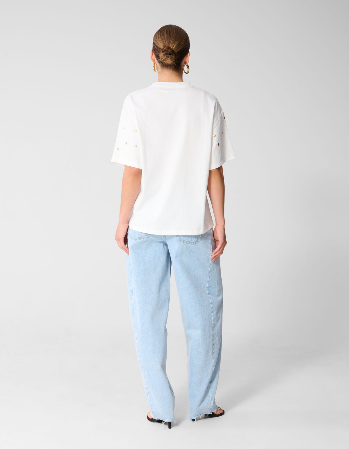 Oversized T-Shirt mit &Ouml;sen Wei&szlig; SHOEBY WOMEN