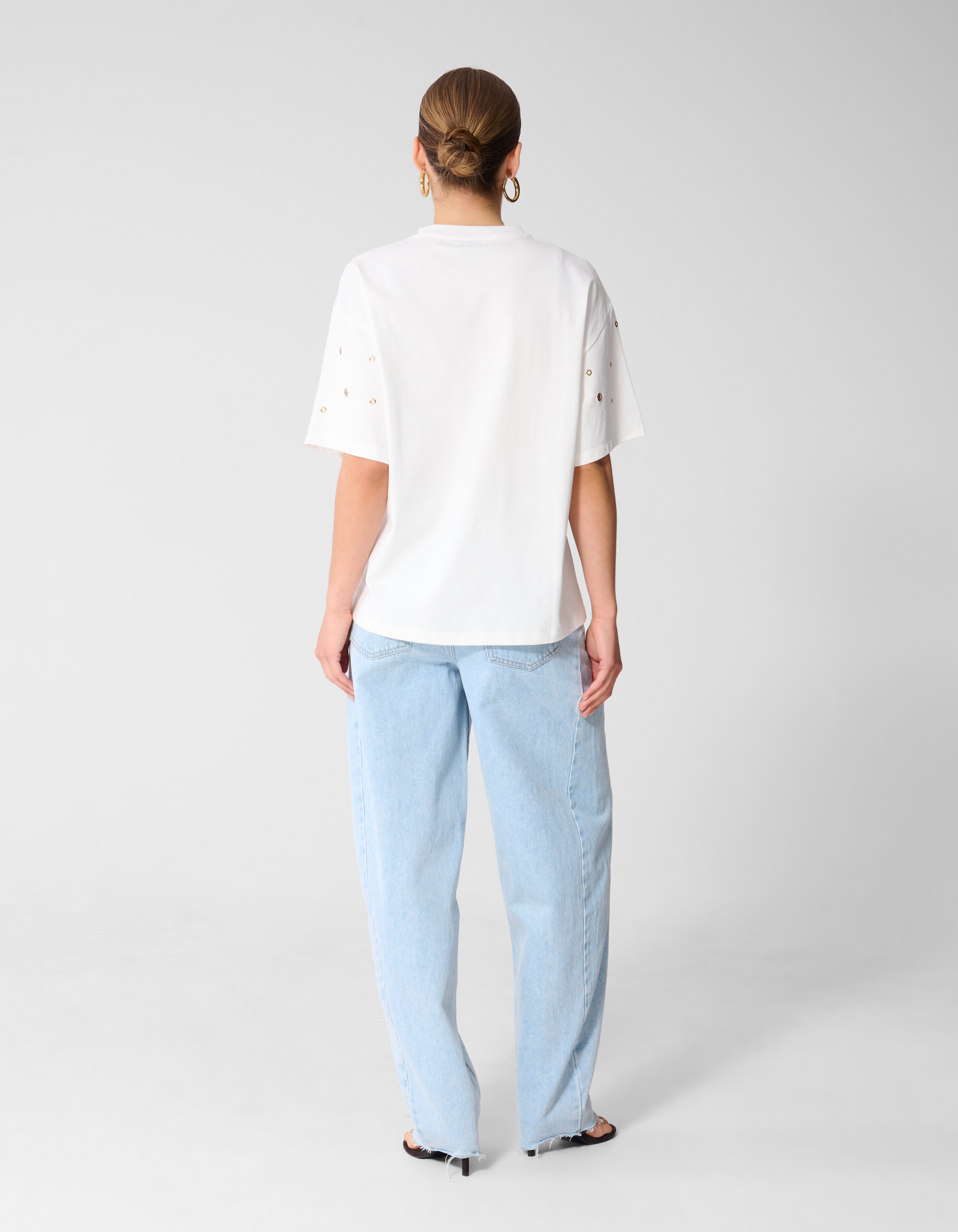 Oversized T-Shirt mit &Ouml;sen Wei&szlig; SHOEBY WOMEN