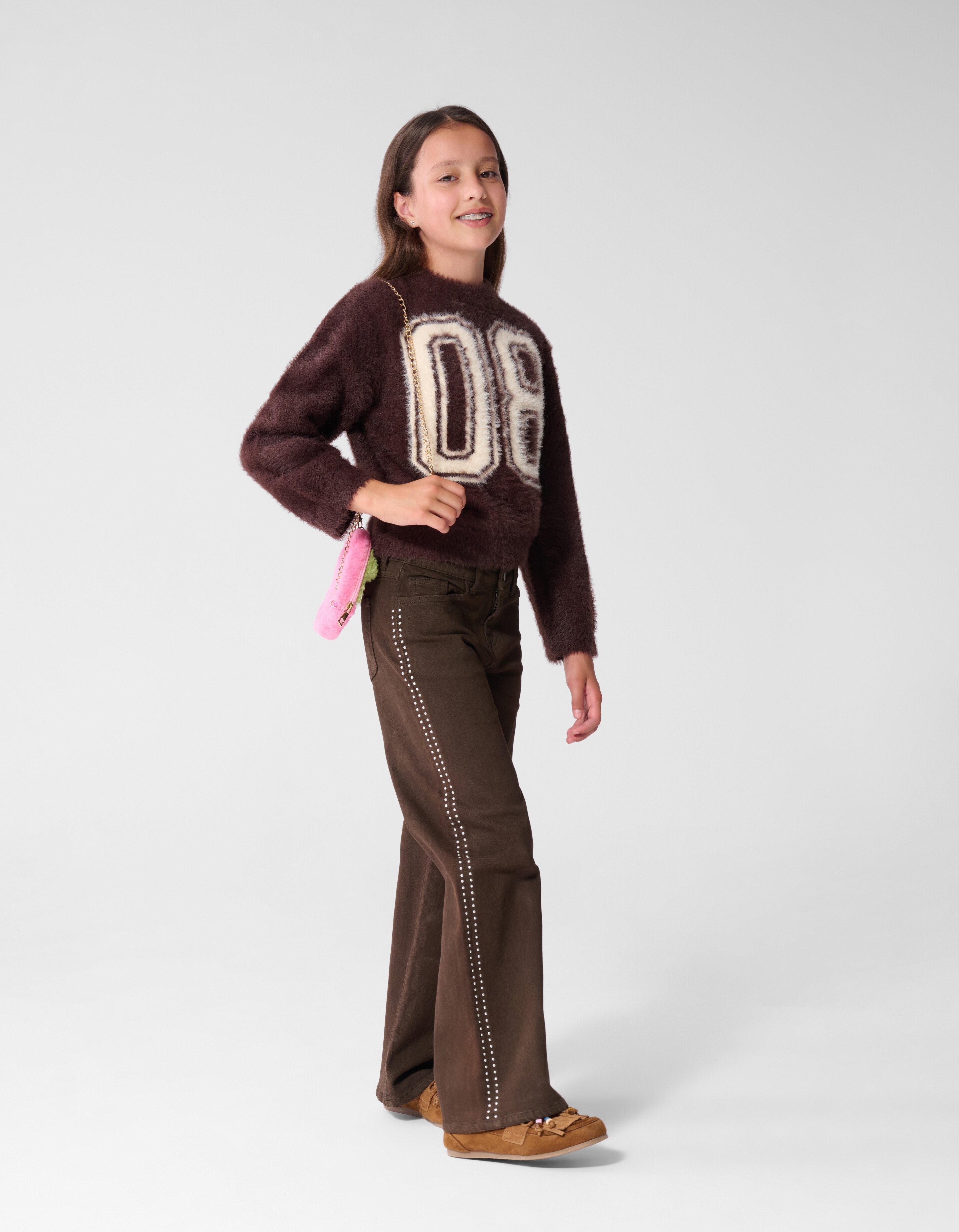 Stud Wide Leg Fit Jeans Braun SHOEBY GIRLS