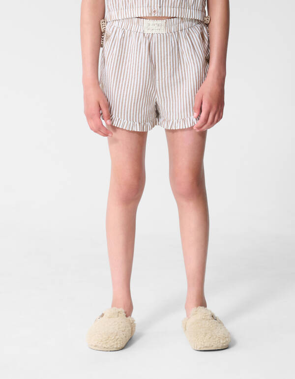 Bluse mit Nadelstreifen-Stickerei Braun SHOEBY GIRLS