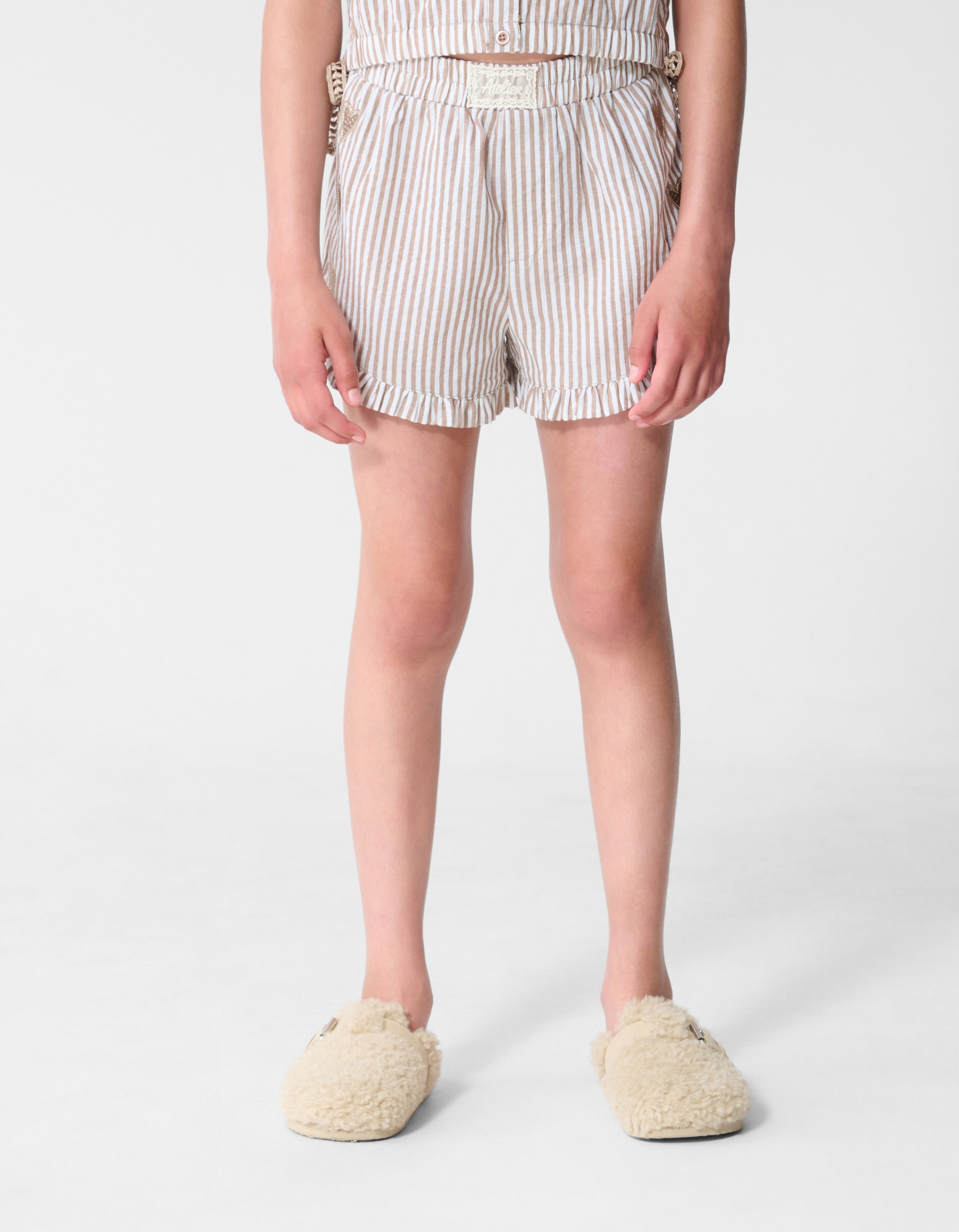 Bluse mit Nadelstreifen-Stickerei Braun SHOEBY GIRLS