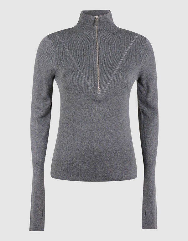 Ski-Pullover mit halbem Rei&szlig;verschluss grau SHOEBY WOMEN