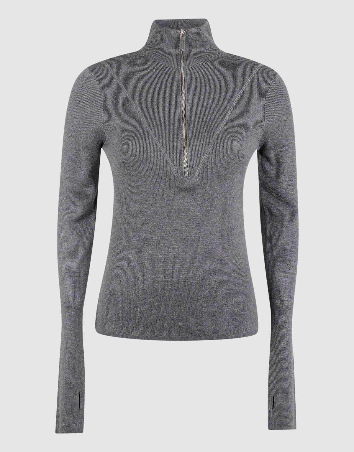Ski-Pullover mit halbem Rei&szlig;verschluss grau SHOEBY WOMEN