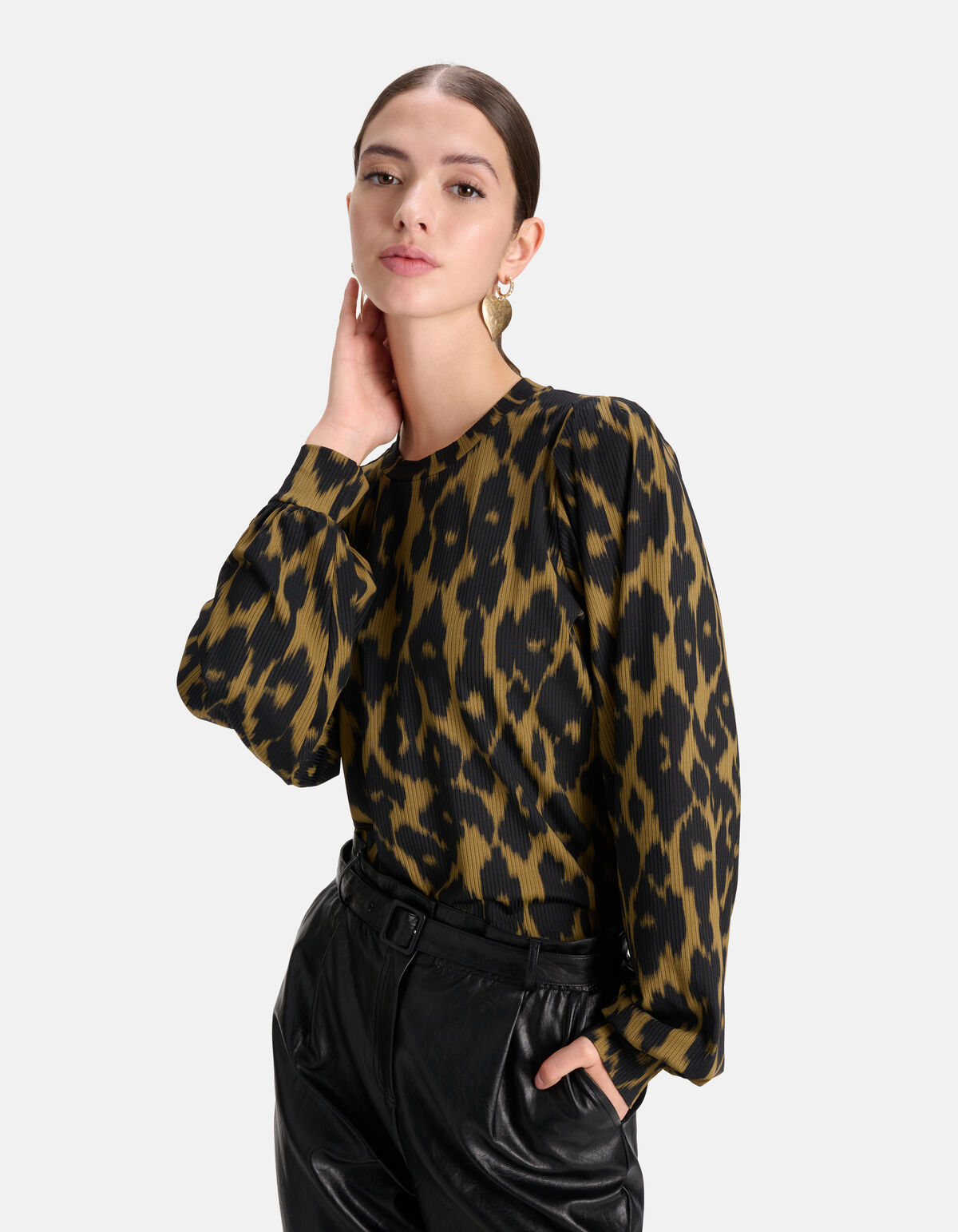 Langärmeliges T-Shirt mit Dunkelgrün SHOEBY WOMEN
