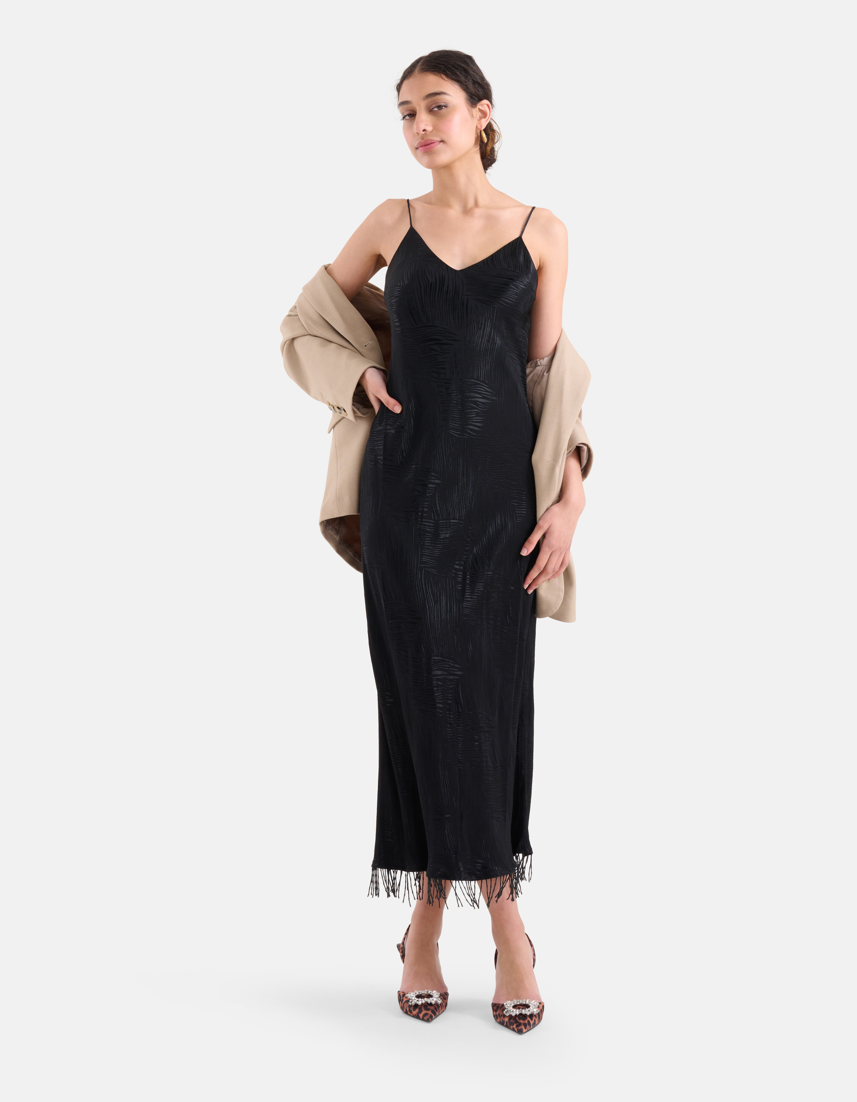 Kleid mit Fransen Schwarz SHOEBY WOMEN