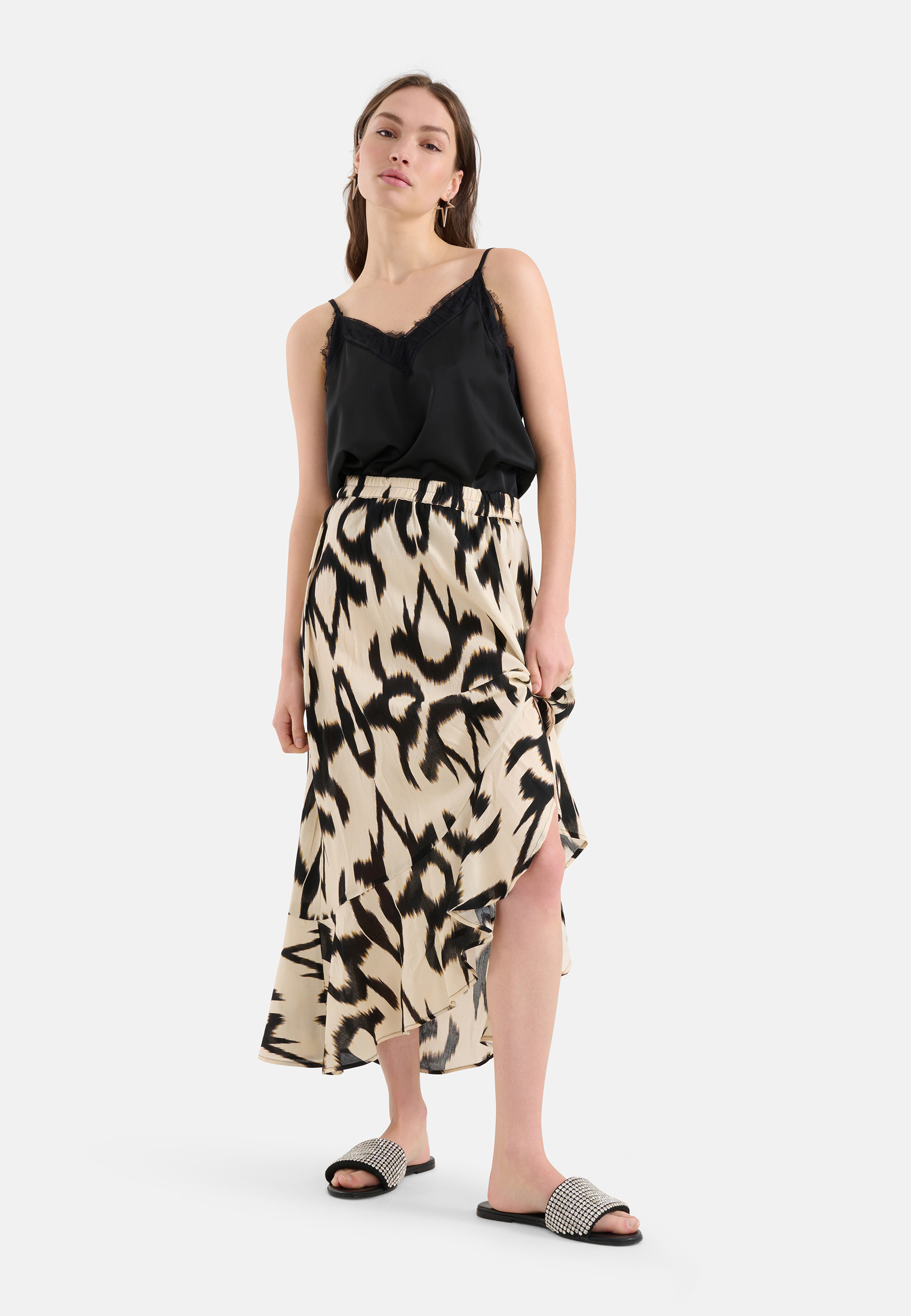 Crinkle Midirock Schwarz/Off-weiß SHOEBY WOMEN