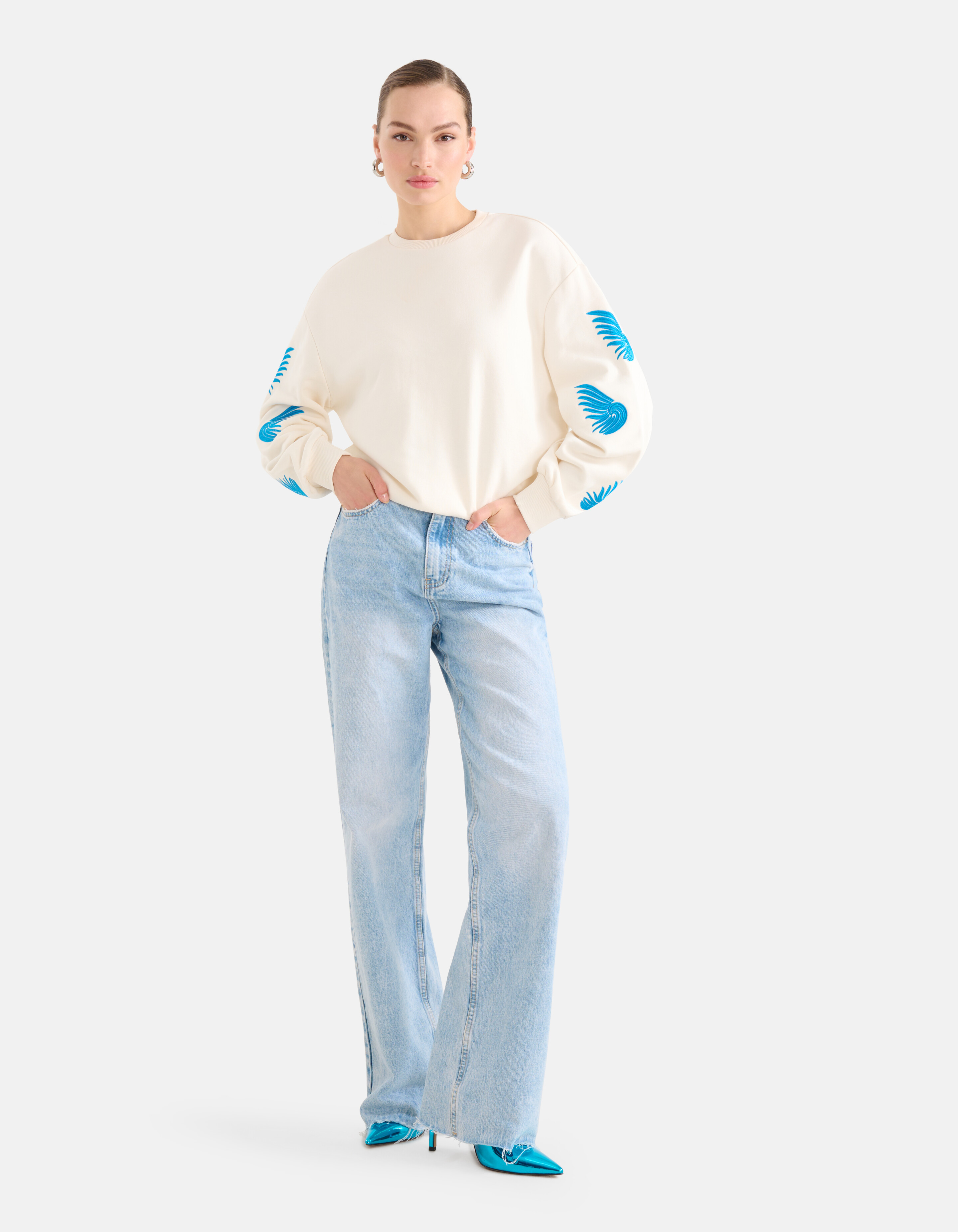 Embroidery Sweater Gebroken Wit SHOEBY WOMEN