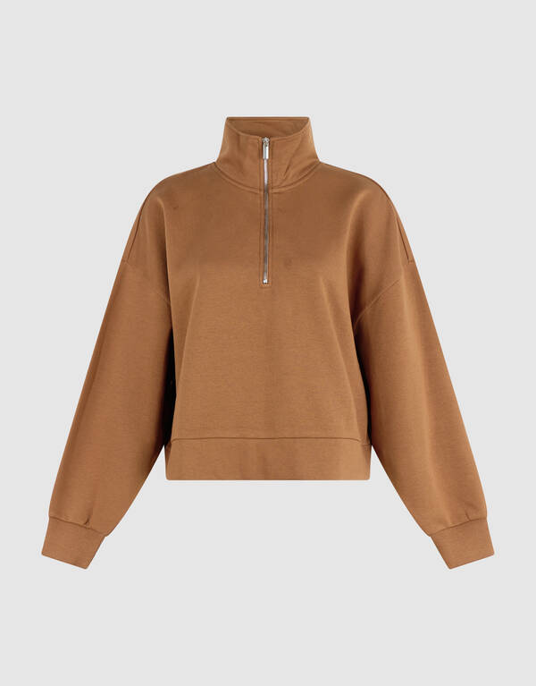 Oversized Zipper Pullover Braun SHOEBY WOMEN