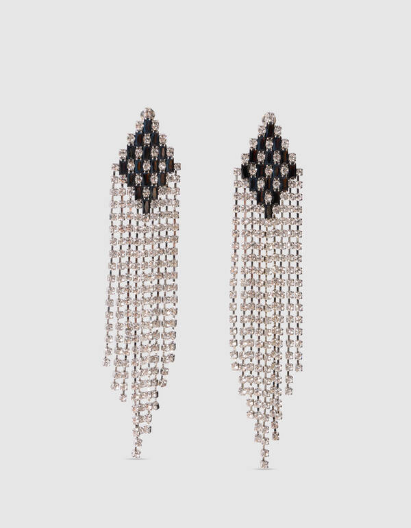 Rautenf&ouml;rmige Strassohrringe Silber SHOEBY ACCESSOIRES
