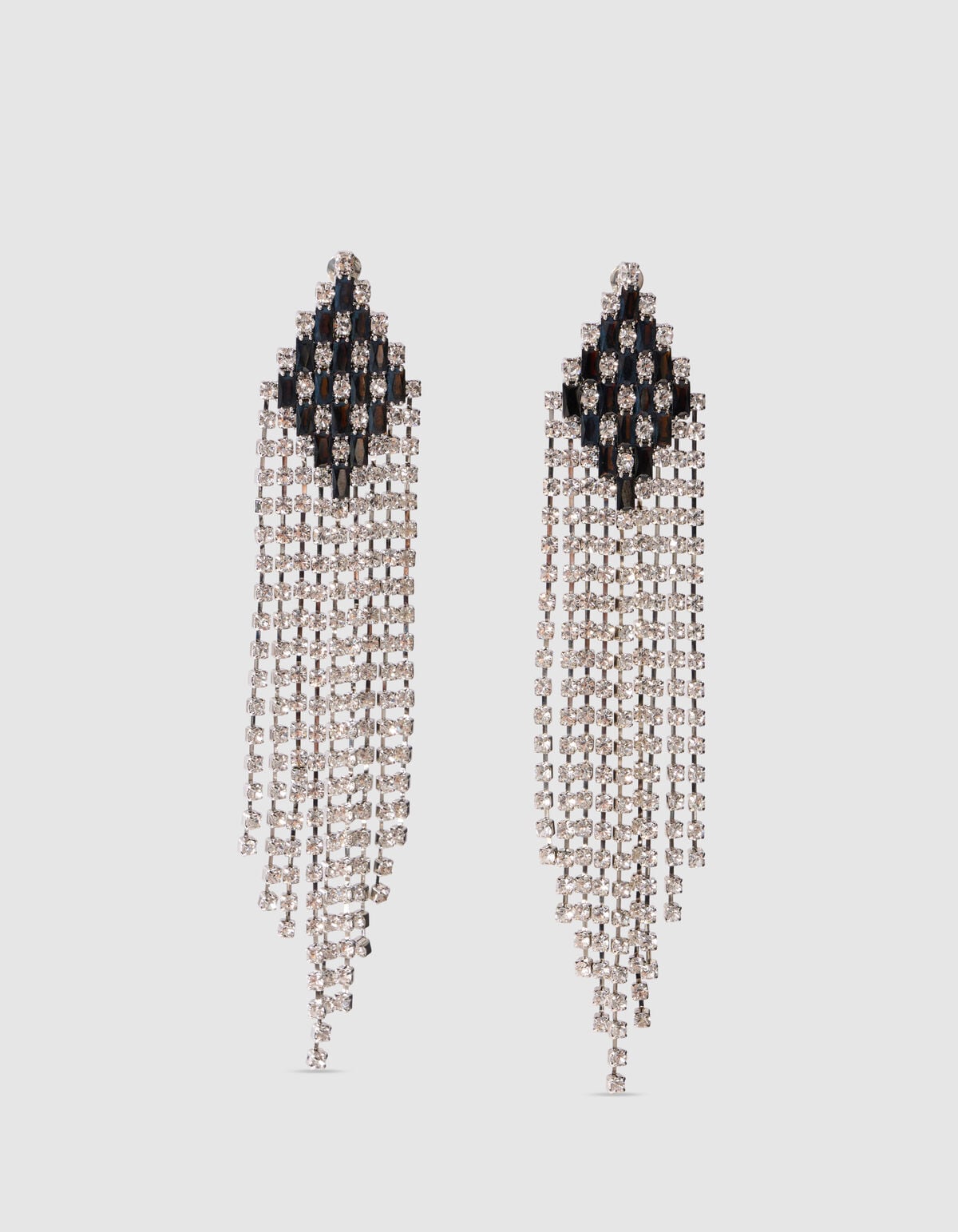 Rautenf&ouml;rmige Strassohrringe Silber SHOEBY ACCESSOIRES