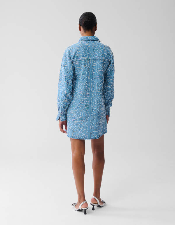 Besticktes Cordkleid Denim Blau SHOEBY WOMEN