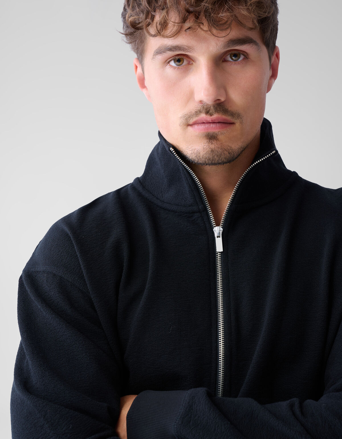 Pullover mit Rei&szlig;verschluss Schwarz SHOEBY MEN